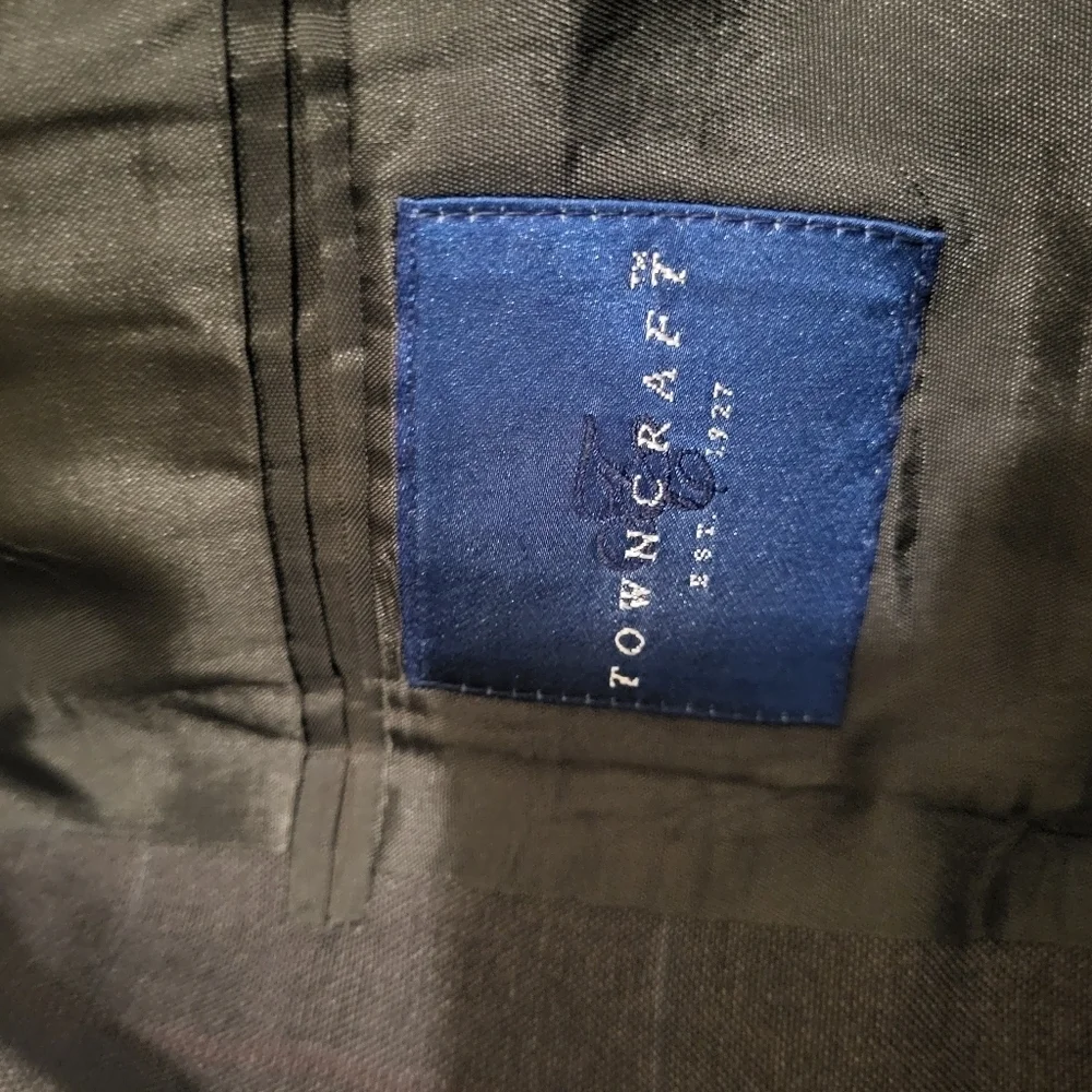 TOWNCRAFT Men's Suit, Gray Plaid, Size 40L‎